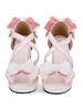 Süße Lolita Sandalen Bow Frill Strappy zwei Ton High Heel Lolita Schuhe