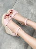 Süße Lolita Sandalen Keilschleifen Leder Runde Zehen Lolita Sommerschuhe