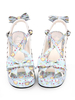 Süße Lolita Sandalen Print Sweetheart aushöhlen Bow Blue Lolia Schuhe