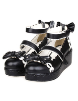 Süße Lolita Schuh-Plattform-Knöchel-Bügel-Bögen Dekor Besatz in Schwarz