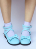 Süße Lolita Schuhe blau klobige Ferse Round Toe Ankle Strap Lolita Pumpen Schuhe mit Schleife