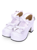 Süße Lolita Schuhe Bow Knöchelriemen Plattform Chunky High Heel Weiß Lolita Schuhe
