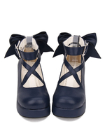 Süße Lolita Schuhe Bow Stappy Schnalle Keilabsatz Weiß Lolita Schuhe