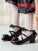 Süße Lolita Schuhe Erdbeer Schleifen Leder Chunky Heel Lolita Pumps