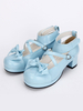 Süße Lolita Schuhe leichte blaue Armbrust süße Lolita Schuhe Ankle Strap niedrigen Absätzen Lolita Pumpen mit abnehmbaren Bogen