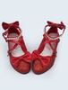 Süße Lolita Schuhe Perlglanz Leder-Lolita-Heel-Schuh mit Kugelkette und Bögen