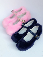 Süße Lolita Schuhe Plateau Plüsch Gurt klobige Heels für Lolita