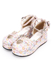 Süße Lolita Schuhe Print Schatz ausgeschnitten Bogen Knöchelriemen rosa Lolita Schuhe