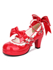 Süße Lolita Schuhe Red Bow Riemchen Patent Red Lolita Pumps