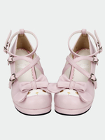 Süße Lolita Schuhe rosa Armbrust High Heels Pumps niedlich Ankle Strap Lolita Schuhe mit Absätzen speziell-geformten