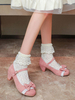 Süße Lolita Schuhe Rosa Rüschen Schleifen Runde Zehen Wildleder Nap Lolita Schuhe
