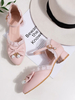Süße Lolita Schuhe Rosa Schleifen Spitze Leder Welpen Absatz Lolita Pumps