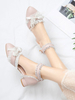 Süße Lolita Schuhe Rosa Schleifen Spitze Leder Welpen Absatz Lolita Pumps