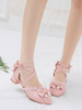 Süße Lolita Schuhe Schleifen Rüschen Leder Welpen Absatz Lolita Schuhe