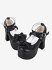 Süße Lolita-Schuhe Schwarze Lolita-Schuhe mit Schleife und runder Spitze aus PU-Leder