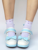 Süße Lolita Schuhe süße leichte blaue Runde Spitze Plateau Keil zwei Tone Bow Lolita Pumps