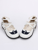Süße Lolita Schuhe weiß Runde Spitze gedruckt Criss Cross Ankle Strap Lolita Schuhe
