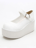 Süße Lolita Schuhe weiß Wedge Ankle Strap schöne Lolita Plateauschuhe