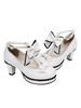 Süße Lolita Schuhe weiße Runde Spitze Kegel T Strap Lolita Schuhe