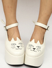 Süße Lolita Schuhe weißen Plattform Katze Fesselriemen Runde Zehe Lolita Pumpen