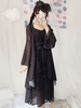 Süße Lolita Set Chiffon Print Bow Plissee JSK mit Cover Up