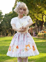 Süße Lolita SK Angel Beats Rüschen Hellrosa Lolita-Röcke mit Blumendruck