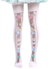Süße Lolita Socken Alices Abenteuer im Wunderland gedruckt Chiffon Lolita Strumpf