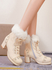 Süße Lolita Stiefel Bögen Kunstpelz Aushöhlen Chunky Heel Lolita Schuhe