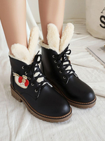 Süße Lolita Stiefel Leder Kaninchen Round Toe Black Lolita Schuhe