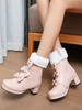 Süße Lolita Stiefel Round Toe Black Bows Lolita Stiefel mit dickem Absatz