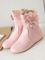 Süße Lolita Stiefel Schleifen Spitze Runde Zehen Lolita Schuhe Stiefeletten