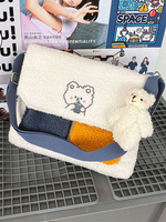 Süße Lolita Tasche Blau Kurz Plüsch Kunstleder Polyester Schulranzen Stil Lolita Zubehör