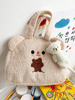 Süße Lolita Tasche Ecru White Short Plüsch Lolita Zubehör aus Wildlederimitat