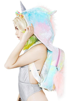 Süße Lolita Tasche Einhorn Ombre Rucksack mit Kapuze