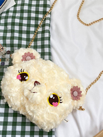 Süße Lolita Tasche Pink Short Plüsch Stoff Kunstleder Lolita Zubehör