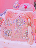 Süße Lolita-Tasche Strassblumen Täglich Lässig Lolita-Accessoires Pink Passen Sie die Umhängetasche an