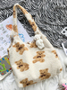 Süße Lolita Tasche Weiß Kurz Plüsch Teddybär Patter Kunstleder Lolita Zubehör