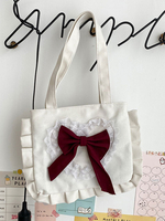 Süße Lolita Tasche Weiße Leinwand Polyester Schleife Lolita Zubehör Lolita Umhängetasche