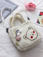 Süße Lolita Tasche Weißes Wildlederimitat Teddybär Muster Lolita Zubehör