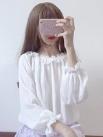 Süße Lolita Top Frill Plissee Chiffon Weiß Lolita Bluse
