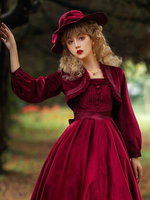 Süße Lolita Vertuschungen Burgunder Top Velours Langarm Lolita Outwears