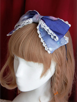 Süße Organza Lolita Headbow Rainbow Zuckerwatte Stickerei Trim
