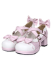 Süße quadratische Fersen Lolita Schuhe Bogen-Dekor-weißer Ordnung runde Zehe