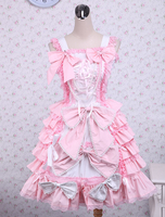 Süße rosa Baumwollkleid Loltia Jumper beugt Schichten Rüschen