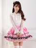 Süße rosa Lolita kurzen Rock Futter Lace Trim Clover Print