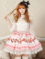 Süße rosa Lolita Röckchen Kuchen Eis Print Lace Trim