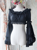 Süße Schwarzlicht blau Chiffon Lolita kurze Bluse lange Hime Ärmel Abnehmbare Ärmel 2 Farben