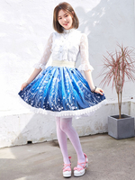Süße Spitze Lolita SK Blue Stars Print Lolita Röcke