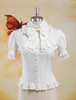 Süße weiße Baumwolle Lolita Bluse Kurzarm Lace Trim Bögen Rüschen