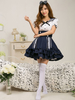 Seemann Stil weiße Lolita Bluse legt dunkel blauer Rock kurzen Ärmeln Rüschen